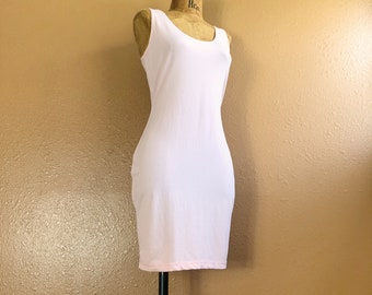 90s Blush Tone Semi Sheer Nylon Bandage Bodycon Mini Dress