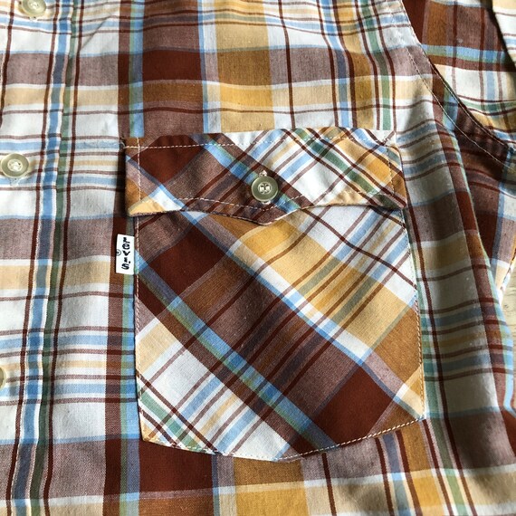 80s Levi's Brown Plaid Western Oxford Button Down… - image 4