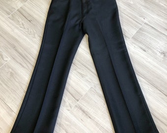 80s DEADSTOCK Black Wrangler Sta-Prest Style Bootcut Pants USA 33 x 30