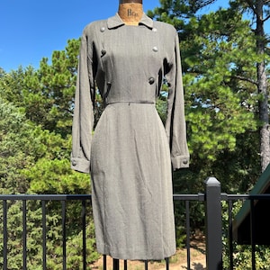 Vintage 80s does 40s Neiman Marcus Wool Rayon Wiggle Suit Dress S