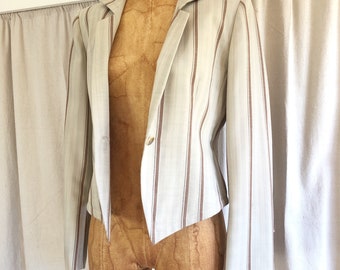 70s Cropped Neutral Tone Striped Western Bolero S