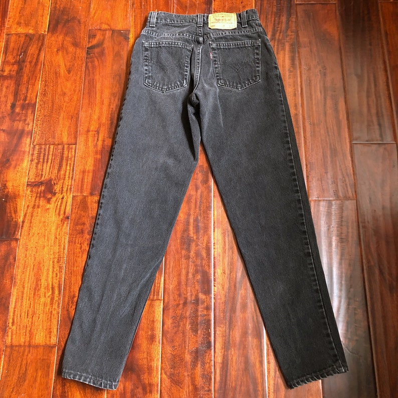 90s Levi's 550 Black Denim High Rise Tapered Jeans Made in - Etsy