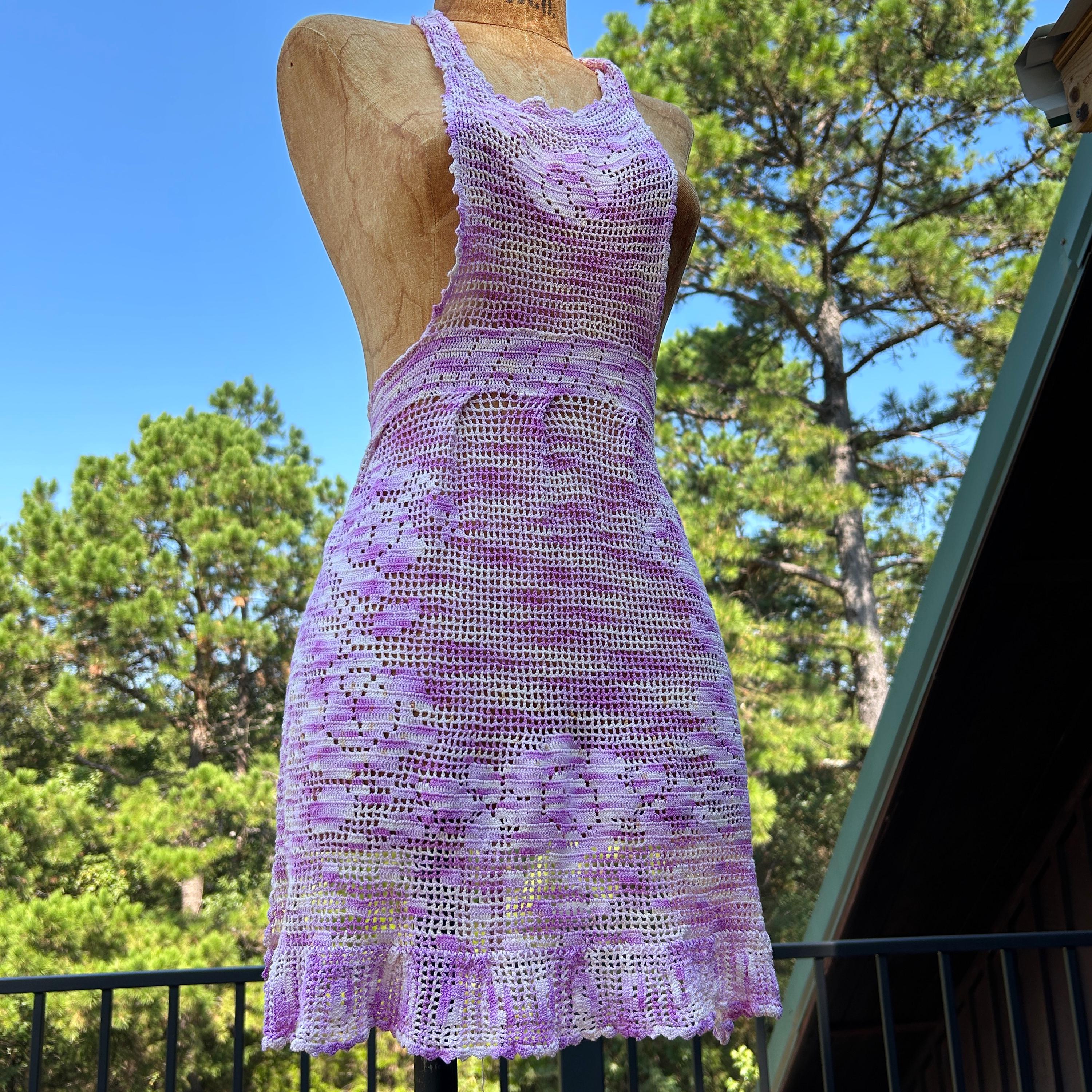 Vintage 1950s 1940s White Purple Floral Full Bib Apron Vintage Floral Bib Apron: 1940s Cotton, Pink Lace Trim - Etsy main image 3