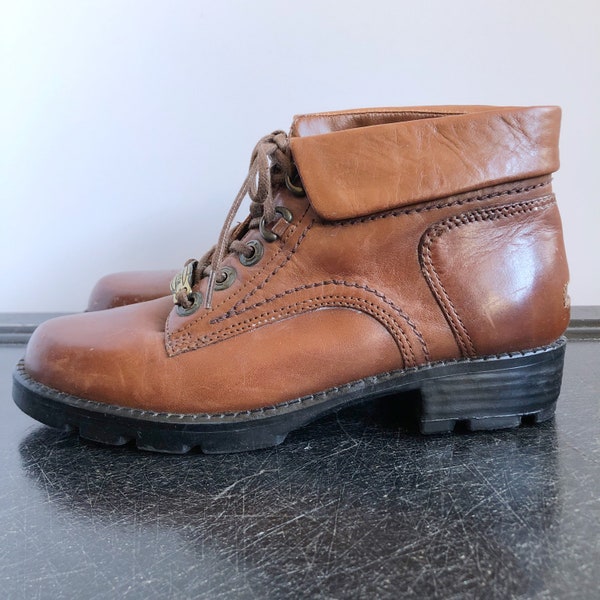 90s Earth Sienna Leather Hiking Ankle Boots 6.5