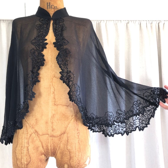 90s does Victorian DEADSTOCK Sheer Beaded Evening… - image 1