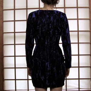 SALE Vintage 90's Deep Purple Crushed Velvet Body Con Bandage Mini Dress S image 5