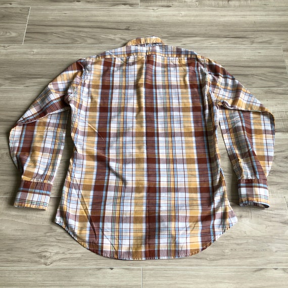 80s Levi's Brown Plaid Western Oxford Button Down… - image 5