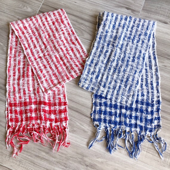 70s Set Of 2 Woven Gauze Fringe Scarves - image 4