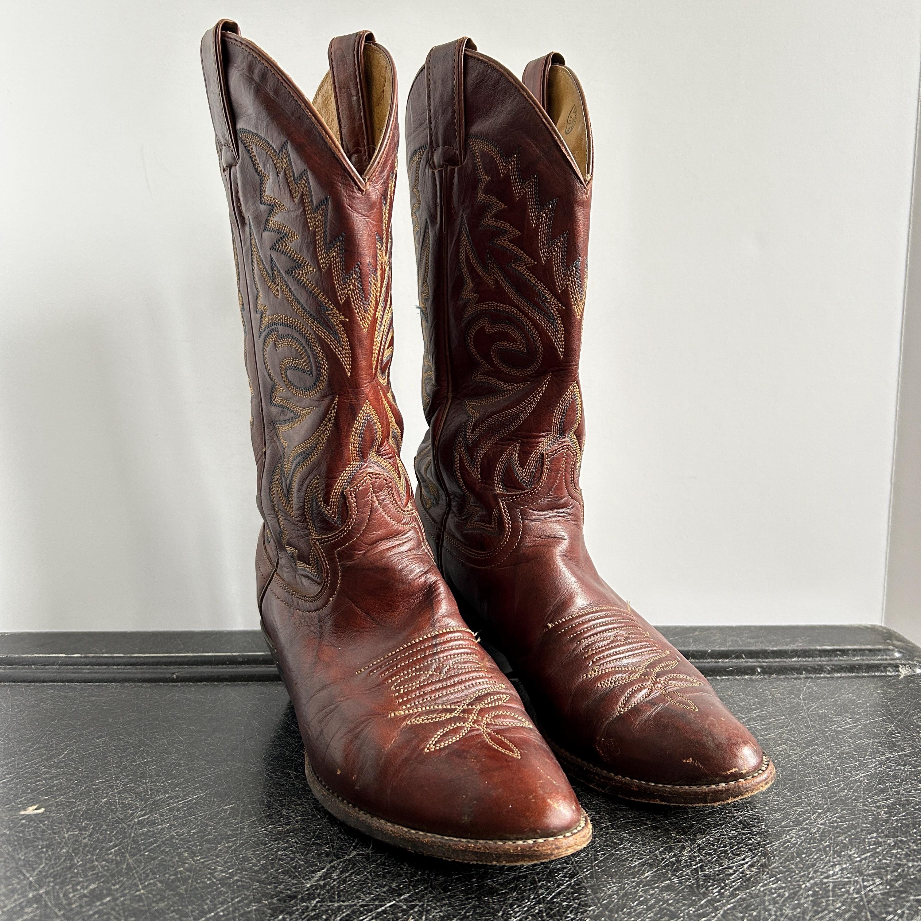 Bottes de Cowboy en cuir pour homme, chaussures hautes coréennes