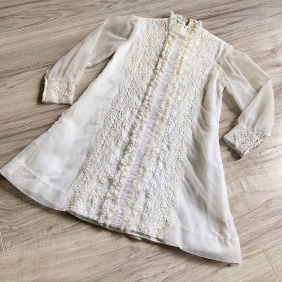 60s Kids Vintage Ruffled Lace Victorian Look Mod D