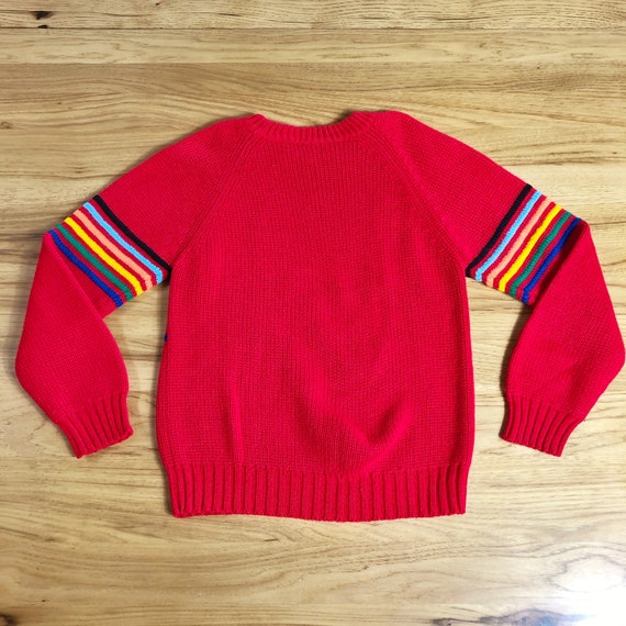 70s Kids Red Rainbow Stripe Pullover Sweater - image 2