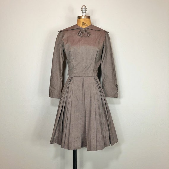 50s Pleated Full Circle Skirt Dress by Pat Premo C