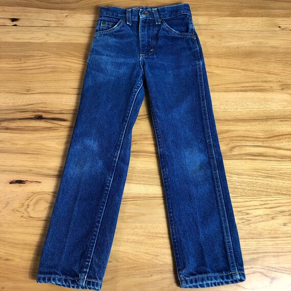 80s Kids Lee Dark Denim High Waist Western Slim T… - image 2