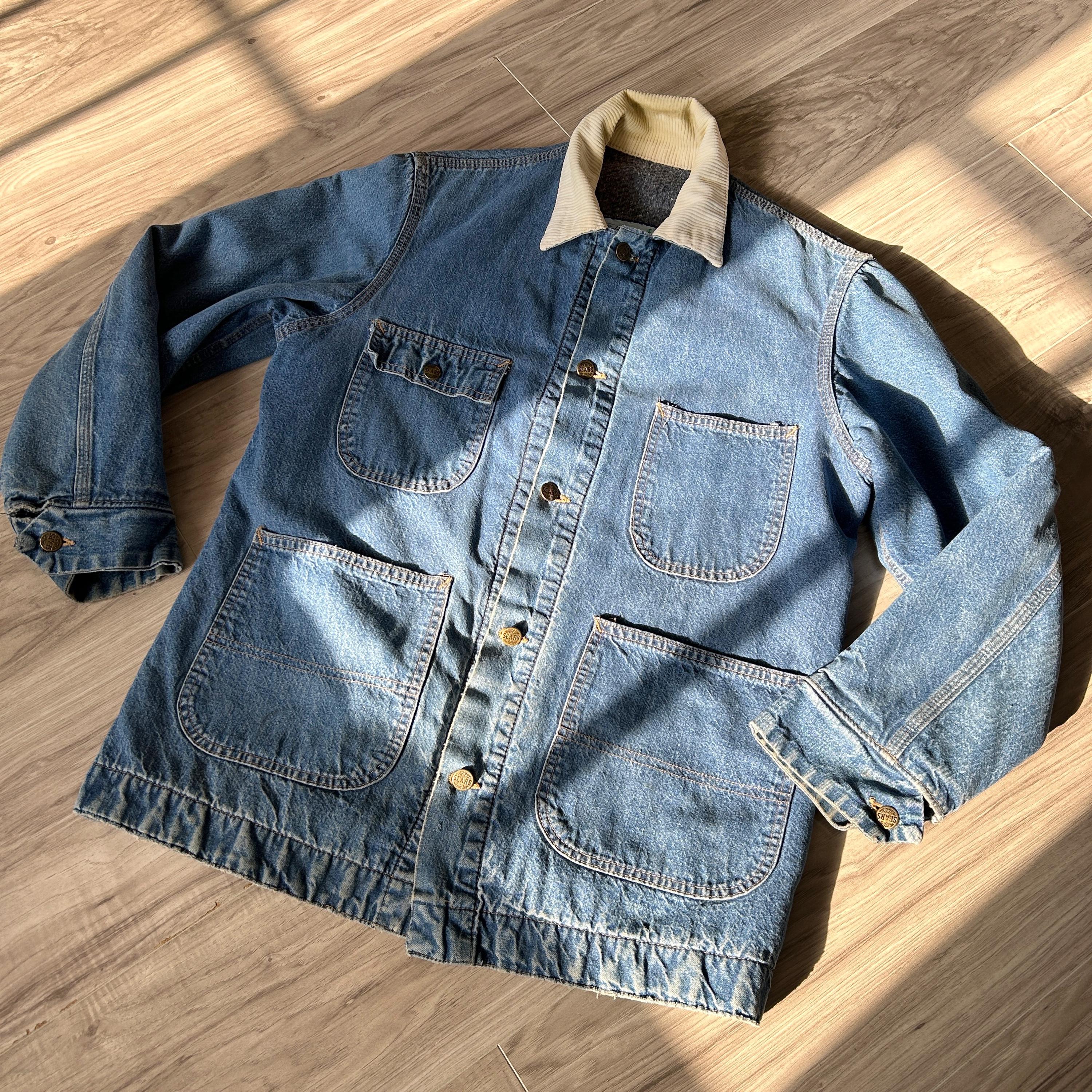 Vintage 60s Sears Fieldmaster Blanket Lined Denim Chore Coat