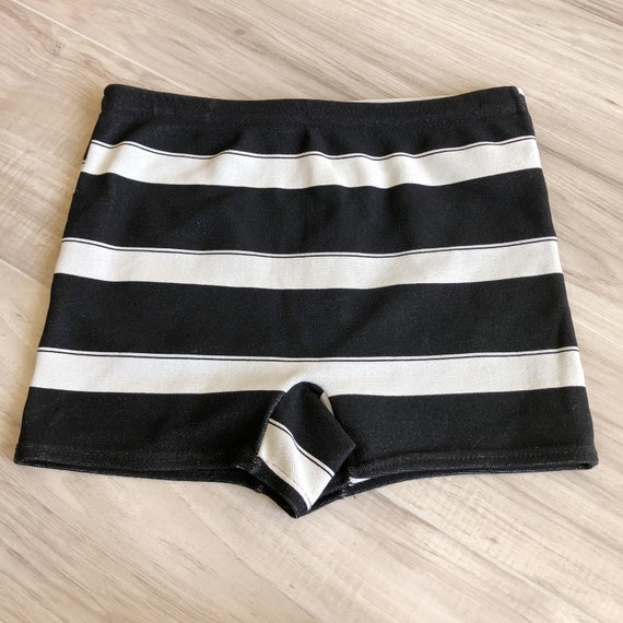 50s Tiny Fit Striped Nylon Knit Swim Trunks Union… - image 4