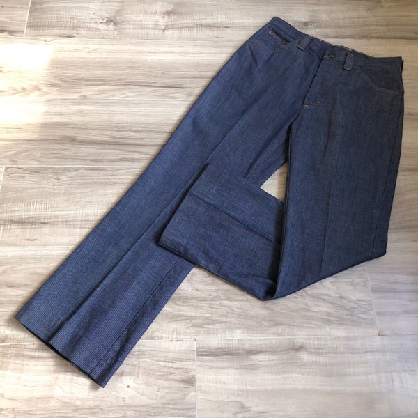 70s Dark Wash Denim High Waist Bootcut Jeans 30 x 28