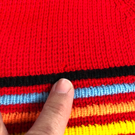 70s Kids Red Rainbow Stripe Pullover Sweater - image 4