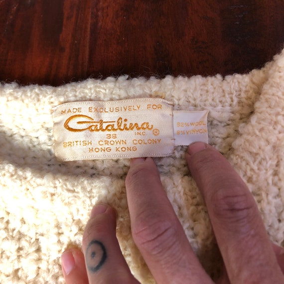 50s/60s Catalina Nubby Knit Pink Cream + Baby Blu… - image 6