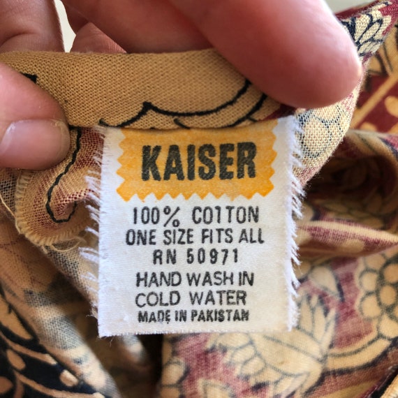 70s Kaiser Ethnic Flowy Cotton Angel Sleeve Cafta… - image 9