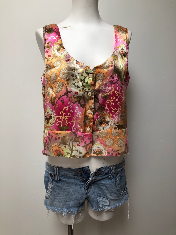 Floral button up tank or pajama top