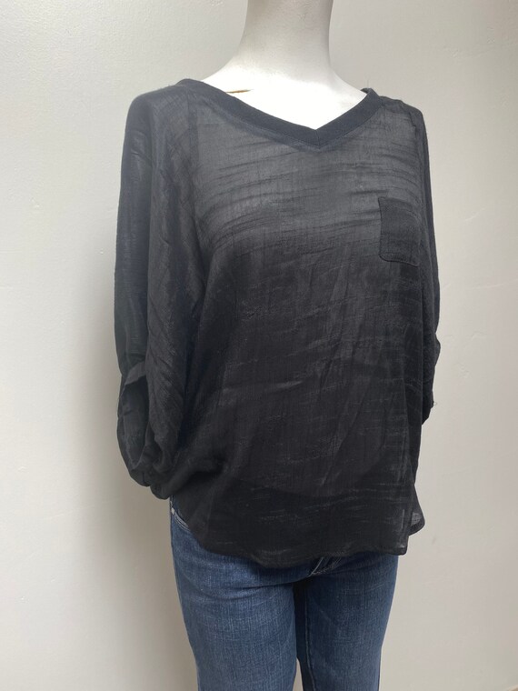 Flowing lightweight sheer boho black blouse - image 7