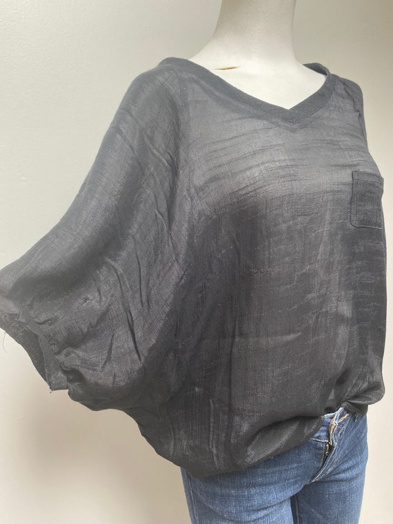 Flowing lightweight sheer boho black blouse - image 2