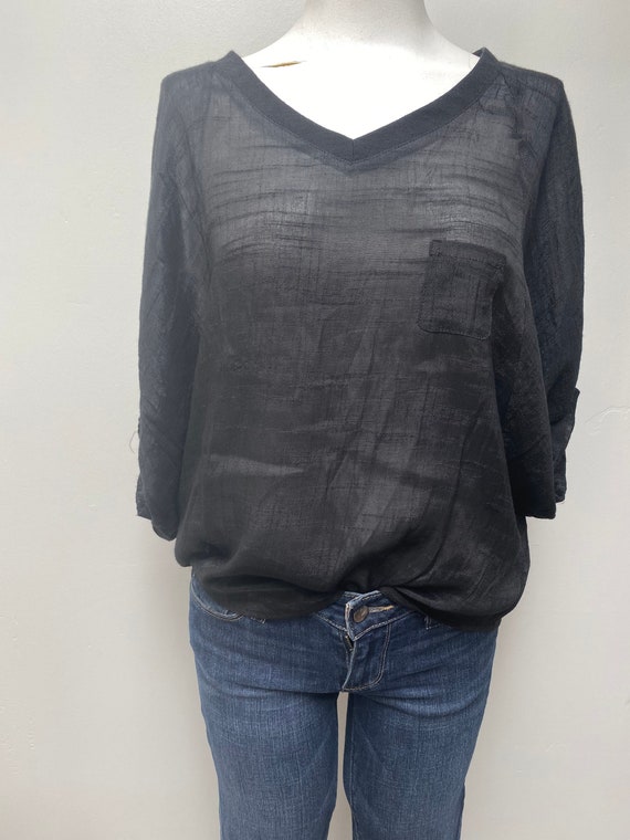 Flowing lightweight sheer boho black blouse - image 1