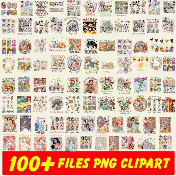 100+ Disney All Character Png Bundle, Mickey and Friends Png, Disney Princess Png, Pooh and Friends Png, Toy Story Png, Disneyland Trip Tee
