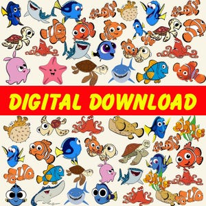 40+ Findet Nemo Png Clipart Bundle, Nemo Dory Png, Digitales Design PNG-Datei für Sublimation, findet Nemo Geburtstagsgeschenk, Geschenk für Kinder