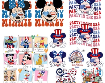 Di.sney 4th Of July Png Clipart, U.S.A 4th Of July Mouse Png Bundle, Mouse Independence Day Png, Mouse and Friends Png, American Flag
