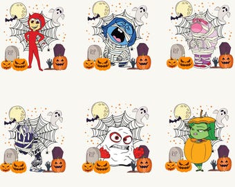 Halloween Inside Out 2 (Png), Temporada espeluznante (Png), Personaje de Halloween 2025, Truco o trato (Png), Halloween de moda (Png), Sublimación de otoño (Png)