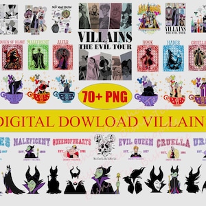 Paquete de más de 70 villanos PNG, villanos de dibujos animados PNG, personajes villanos PNG, Disney Halloween, película de terror, chica mala, la reina malvada, Maléfica