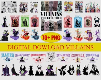 70+ Villains Png Bundle, Cartoon Villains PNG, Villains Characters Png, Disney Halloween, Scary Movie, Bad Girl, The Evil Queen, maleficent