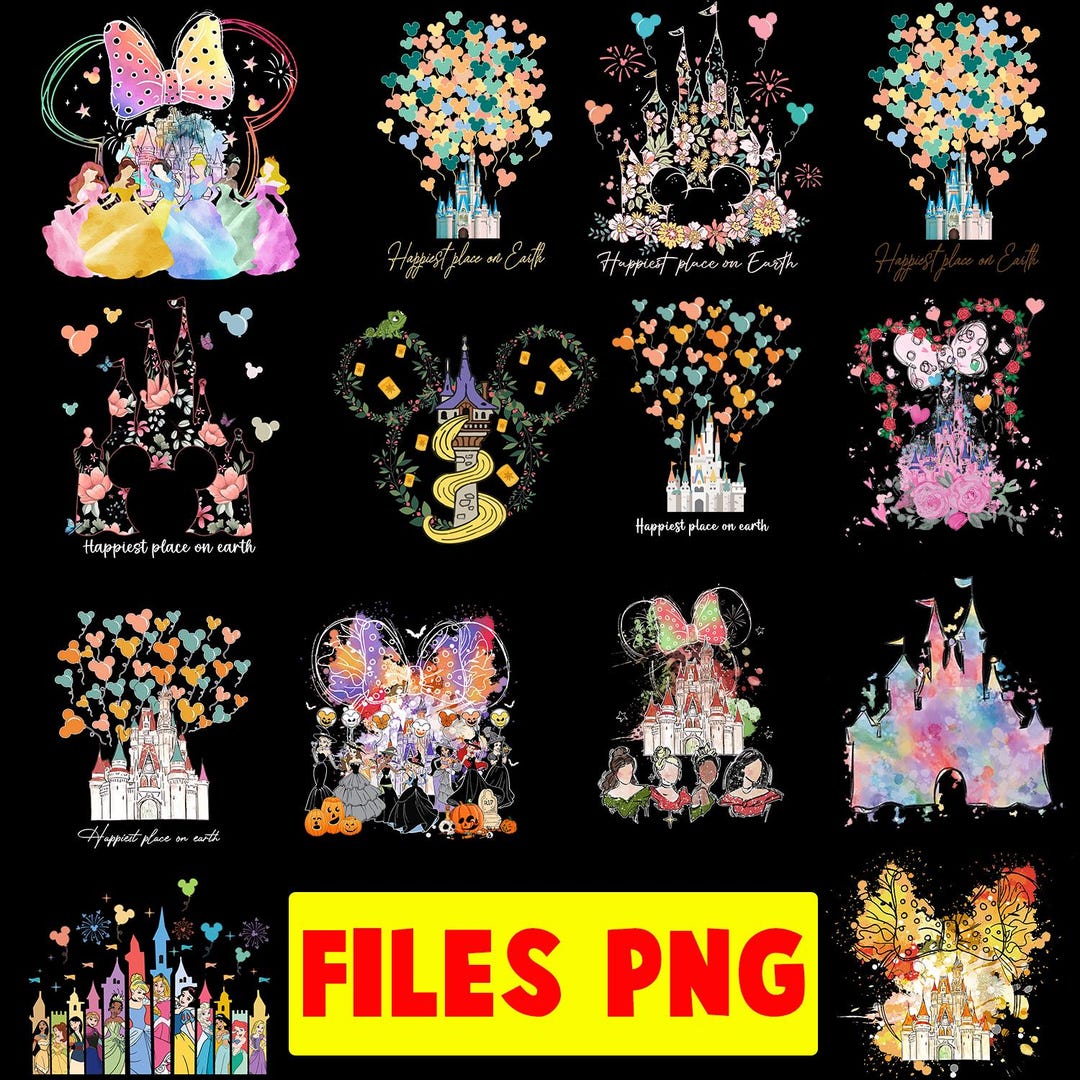 Disney Princess Castle PNG Bundle, Magical Kingdom Watercolor Png ...