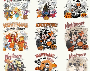 Nightmare On Main Street Png Bundle, Di.sney Halloween Png, Spooky Vibes, Trick Or Treat, Retro Halloween Png, Halloween 2025 Png