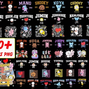 BTS PNG Bundle, BTS Member Png, KPop Music Png Clipart, Jimin, Jungkook, Jin, J-Hope, Suga, BT21 Png, Instant Download, Digital Files