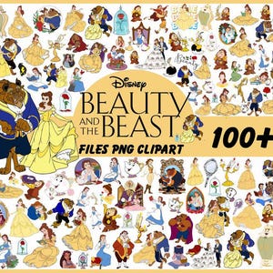 Beauty And The Beast PNG Cliparts Bundle, Princess Belle Png, Beauty Clipart, Instant Digital Download
