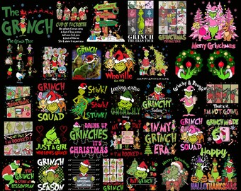 Más de 180 paquetes navideños del Grinch PNG, Feliz Grinchmas PNG, Grinch divertido PNG, Navidad retro PNG, Película navideña PNG, Mano del Grinch PNG