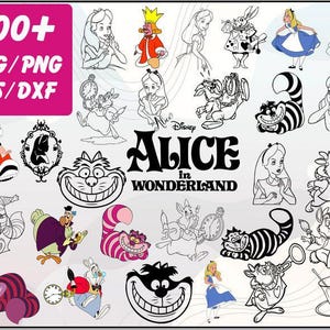 Alice in Wonderland SVG PNG Clipart Mega Bundle, Queen of Hearts Svg for Shirt, Princess Clip Art, Princess svg, Cheshire Cat Svg Png