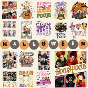 Plus de 60 Hocus Pocu PNG Bundle, Hocuss Pocu Halloween, Halloween Png, Sandersonn Sisters Png, sorcières Png, Halloween sublimation Bundle