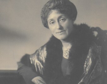 Real Photo, Elegant Lady at Desk in Shawl,