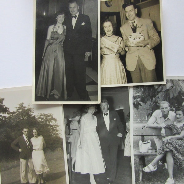 Vintage Photographs Couples, Night Out, Dinner Dance, Park Bench, Day Trip