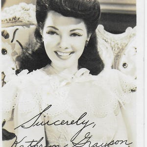 Vintage Photograph, Kathryn Grayson, Hollywood Actress, Film Star, Hollywood,  Pre Printed signature