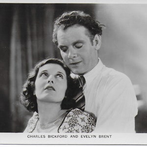 RPPC Charles Bickford, Evelyn Brent ,Hollywood Actress, Film Star, Hollywood, Golden Age Cinema
