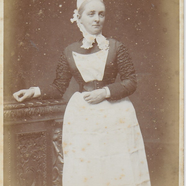 Victorian Cabinet Card, Young Lady, Nurse, Maid, Uniform, Robert W Thruff, Birmingham