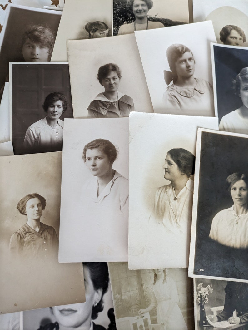 RPPC of Women 5 or 10 Fashion, Style, 1900s 1940s Ideal for Crafts, Art Projects, Junk Journals, Scrapbooks etc image 9