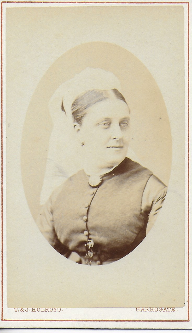 Victorian CDV, CDV,  Lady with White Lace Cap, by T J Holland, Harrogate