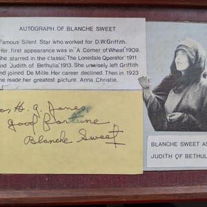 Ingelijste Blanche Lief, Silent Screen, Actrice, Judith of Bethulia, Handtekening