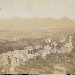 Viktorianische CDV, Viktorianisches Foto, Häuser, Siebengebrige Landschaft, Mittelrhein, Deutschland