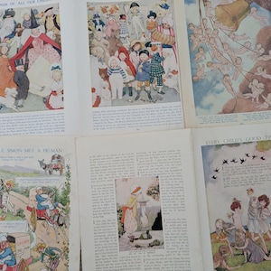 Efímeras vintage, recortes de rimas infantiles, diarios, manualidades, proyectos de arte, 6 páginas de doble cara
